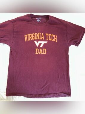 NCAA Champion Virginia Tech Dad T Shirt Large Maroon Hokies VT
